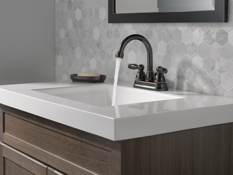 Peerless Claymore Centerset Bathroom Faucet, Oil Rubbed Bronze Bathroom Sink Faucet, 2 Handle Bathroom Faucet, Pop-Up Drain Assembly, Oil Rubbed Bronze P299685LF-OB - Image 3